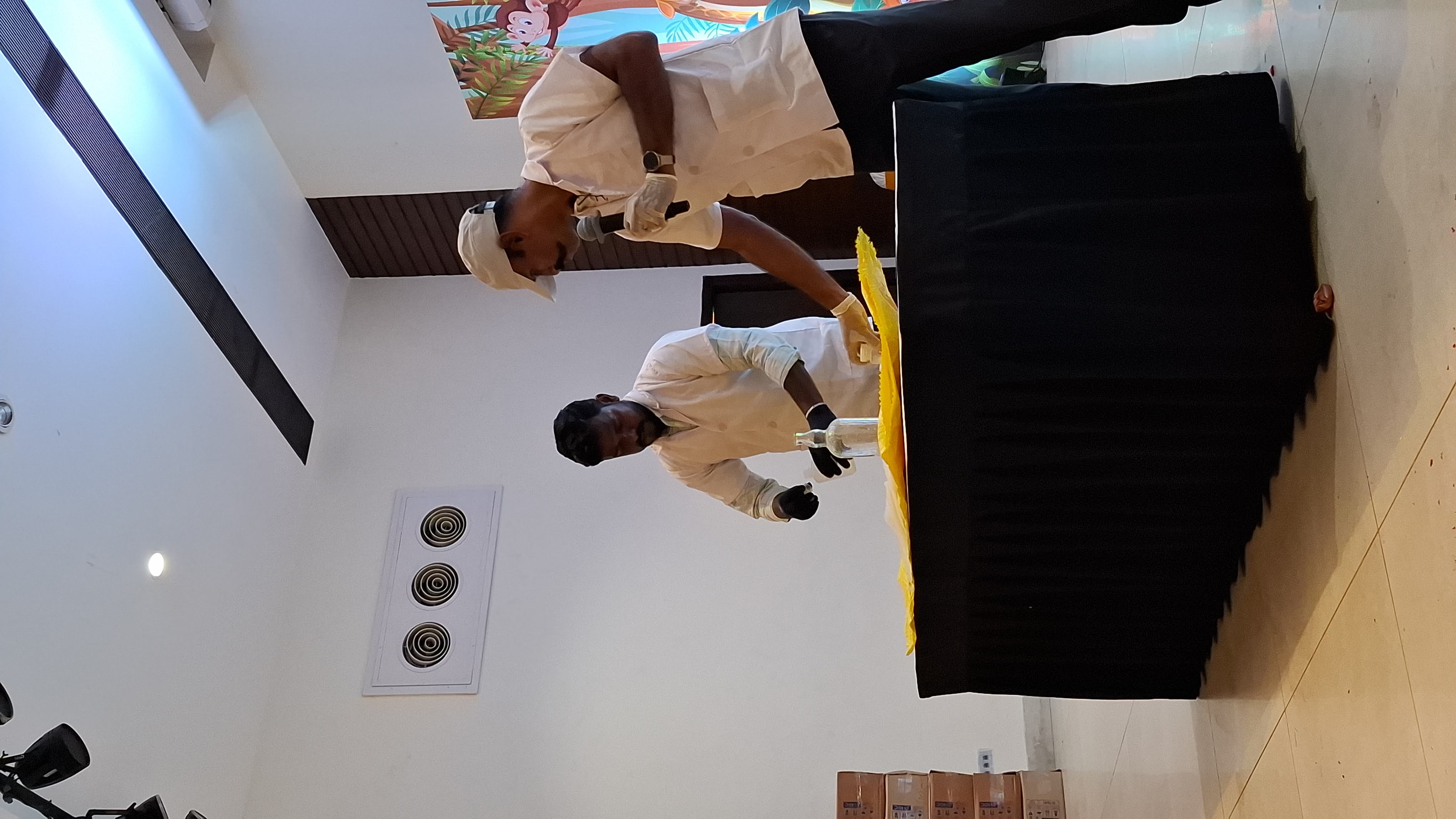 Sami and Satya preparing for Elephant Toothpaste reaction