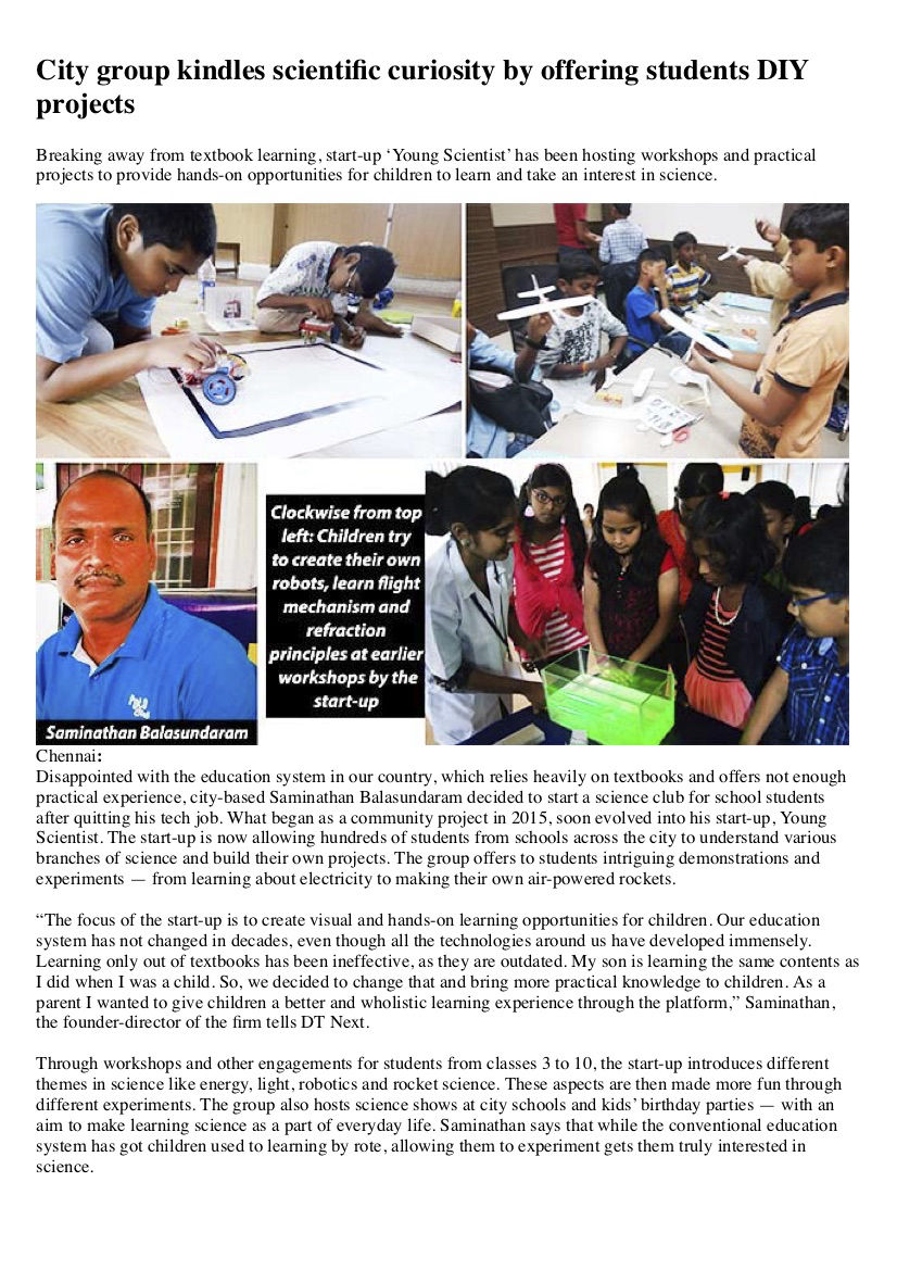 DT Next article on Young-Scientist science education