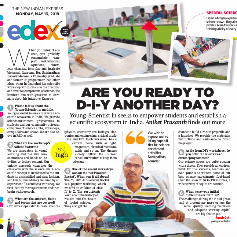 Indian Express article on Young-Scientist.in